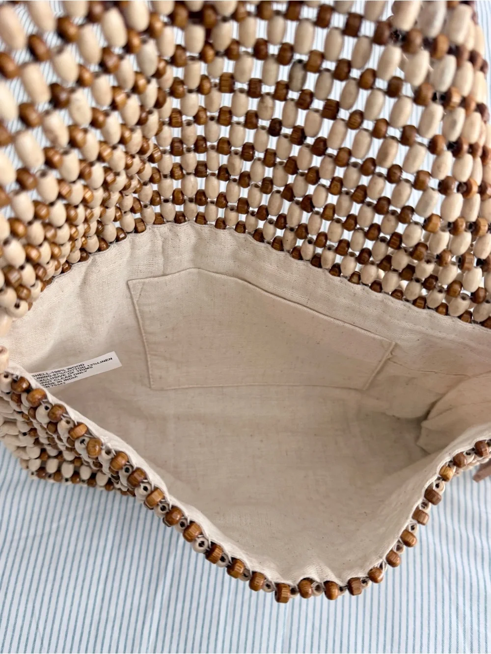 T.J.Maxx Beige and Brown Beaded Shoulder Bag